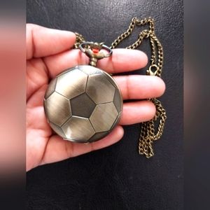 Classic Bronze Soccer Football Engraved Pocket Watch